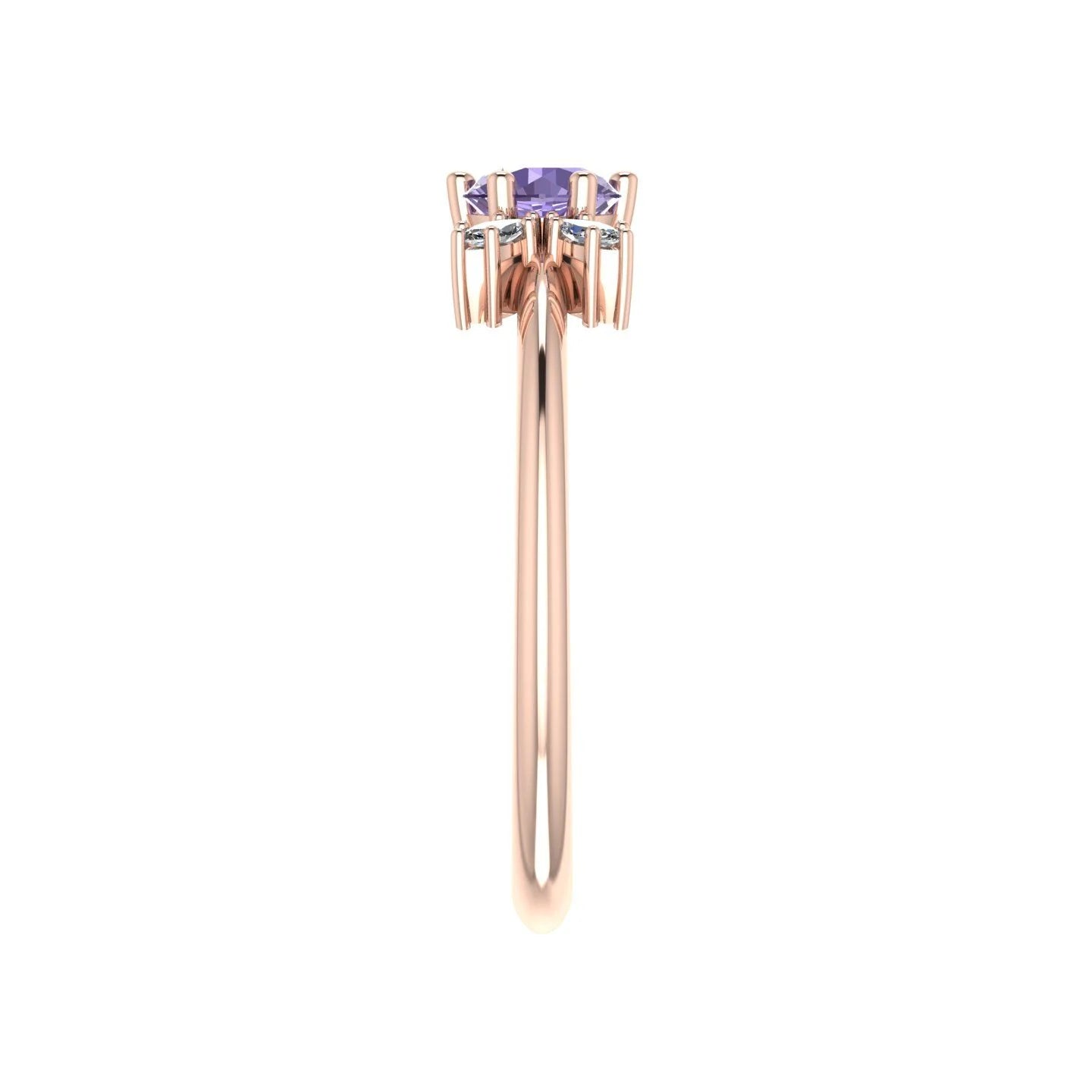 Flutterby: Lavender Sapphire & Diamond Ring in Rose Gold