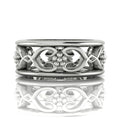 Flowers On The Vine Bordered White Gold Or Platinum Floral Patterned Wedding Ring