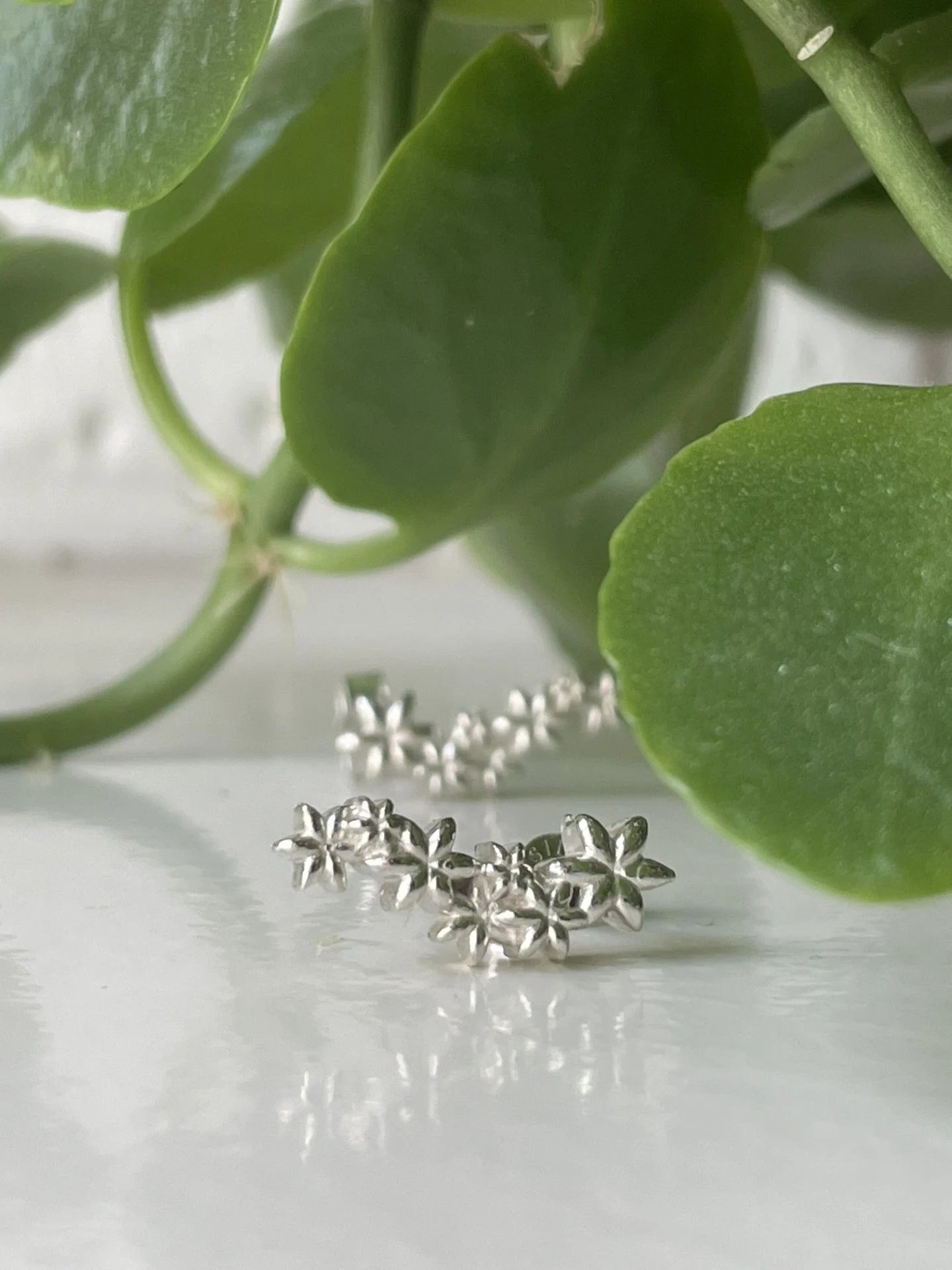 Fleur Cascading Flower Earrings in Recycled Silver