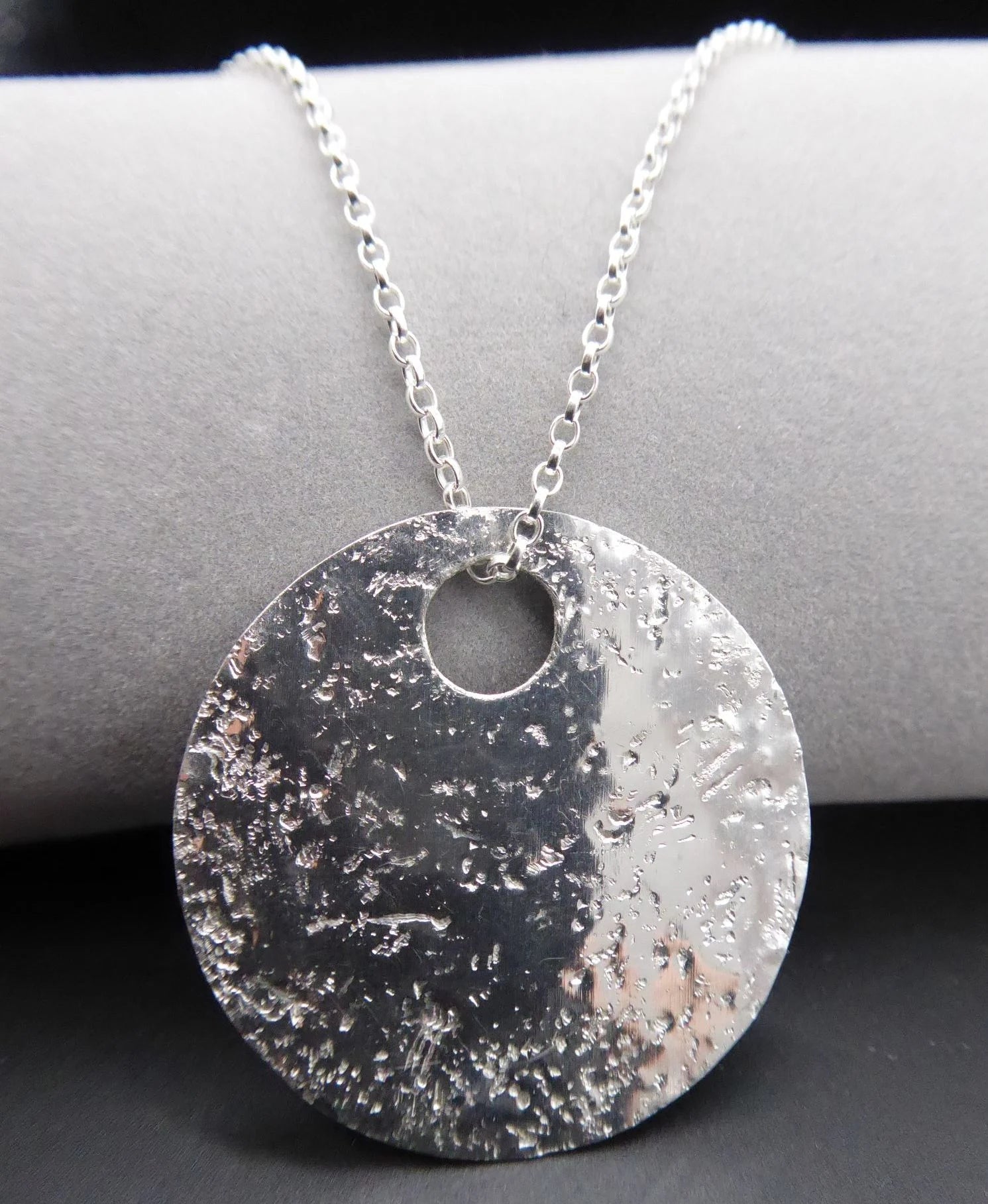 Glitter Ball Silver Disk Necklace
