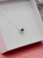 Pink Tourmaline Floating Gemstone Silver Slider Solitaire Pendant