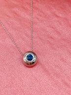 Blue Sapphire Floating Gemstone Silver Slider Solitaire Pendant