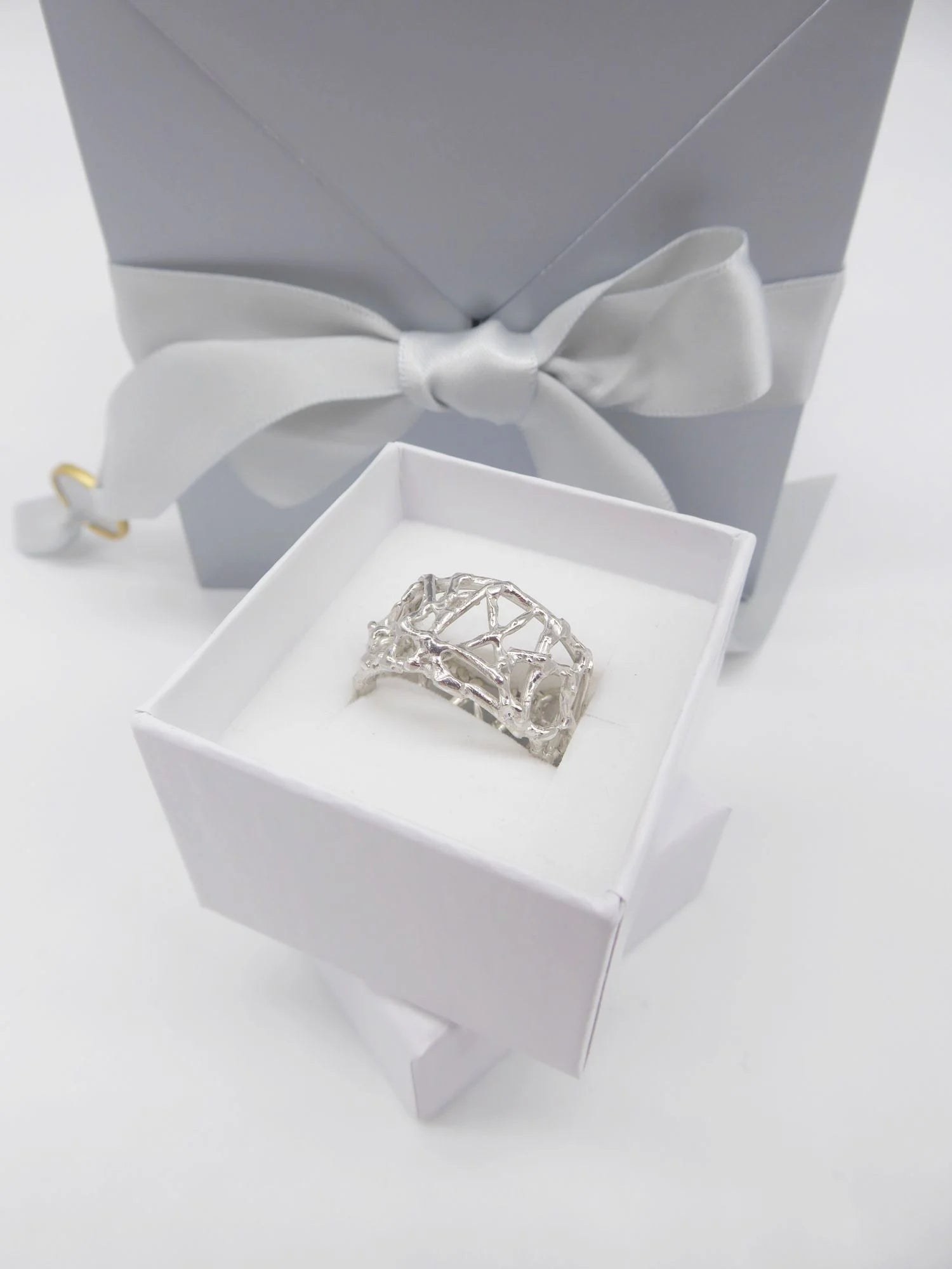 Silver Web Cuff Ring