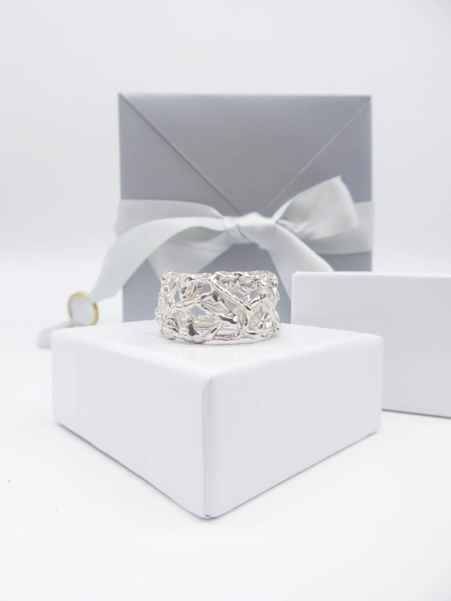 Silver Web Cuff Ring