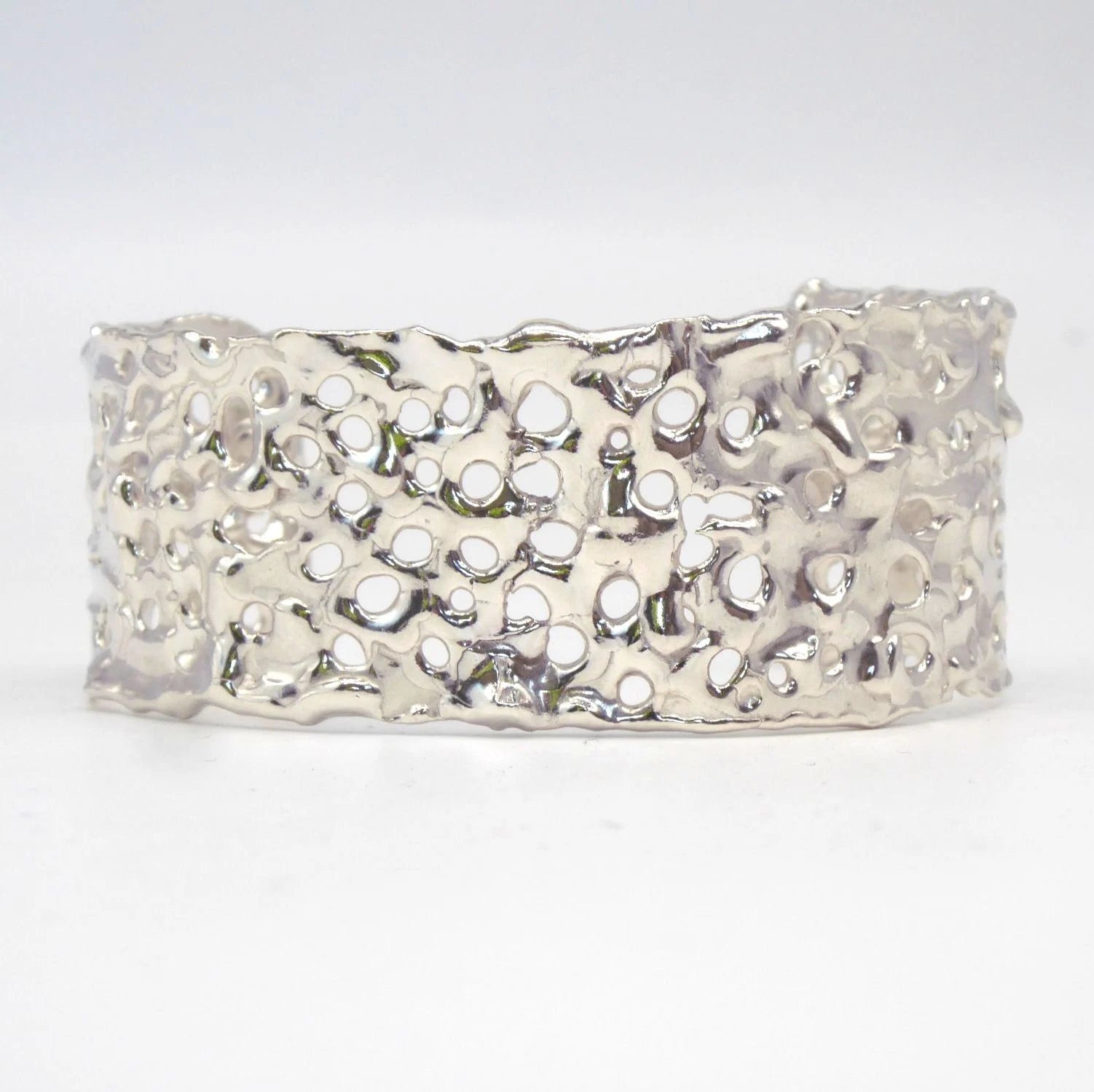 Silver Honeycomb Origins Cuff - Wide Textured Handmade Cuff