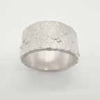 Rivda: 'Frozen Sand' 10mm Wide Textured Band | Handmade Silver