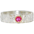 Textured Silver Ring with Pink Rubelite Gemstone Set In Gold