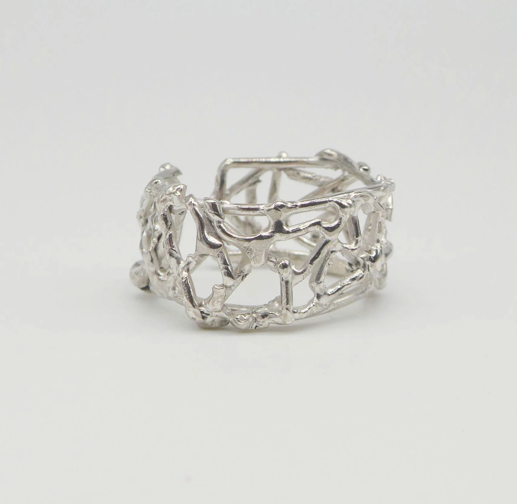 Silver Web Cuff Ring