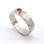 Rivda: Ruby Organic Textured Ring | Silver & 9ct Gold