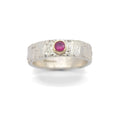 Rivda: Ruby Organic Textured Ring | Silver & 9ct Gold