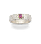 Rivda: Ruby Organic Textured Ring | Silver & 9ct Gold