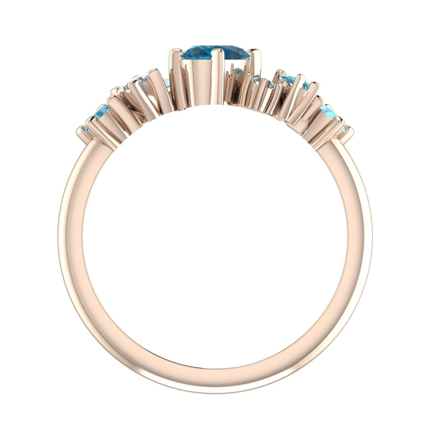 A view through the centre of the 18ct rose gold band, highlighting the smooth, high-polish interior.