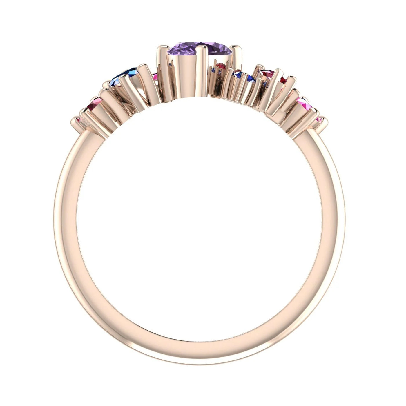 A view through the centre of the 18ct rose gold band, highlighting the smooth, high-polish interior finish.