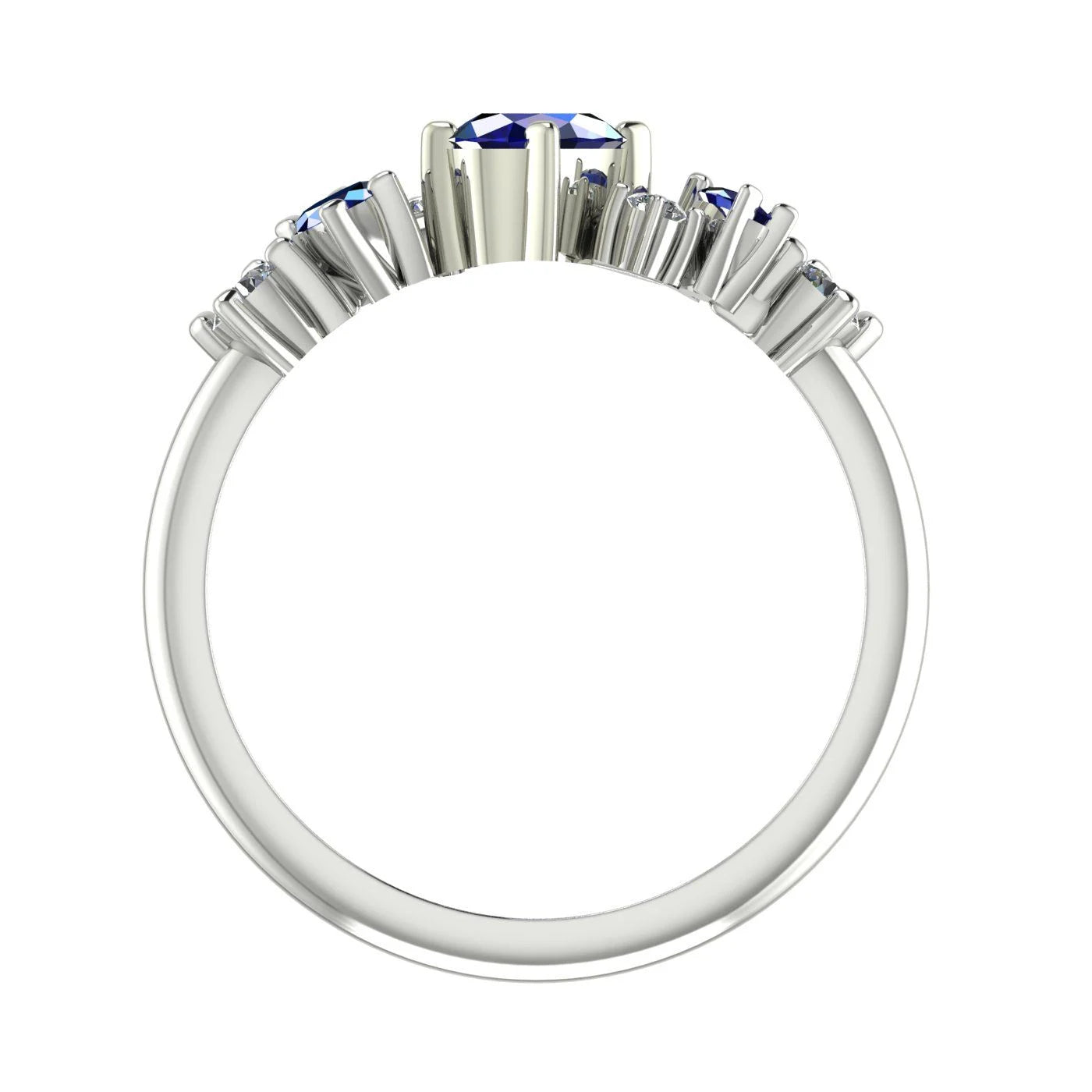 A view through the centre of the ring band, showcasing the smooth, mirror-polished internal finish.