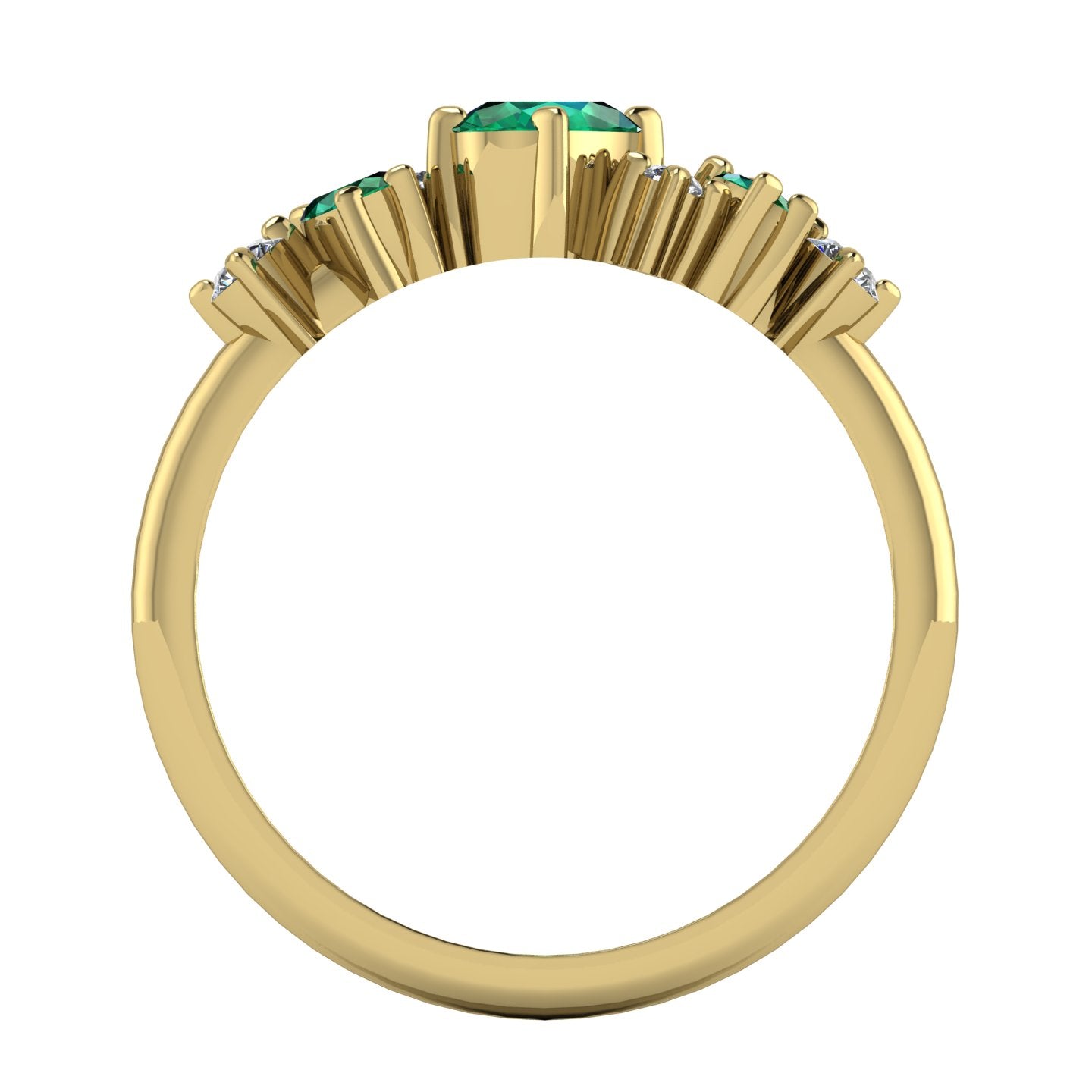 A view through the centre of the 18ct yellow gold band, showcasing the smooth, mirror-polished internal finish.
