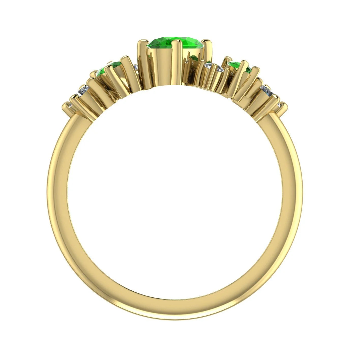 A view through the centre of the 18ct yellow gold band, highlighting the smooth internal finish.