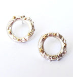 Rivda: Organic Loop Stud Earrings | Silver & 9ct Gold Detail