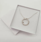 Rivda: Diamond Organic Loop Pendant | Textured Silver & 9ct Gold