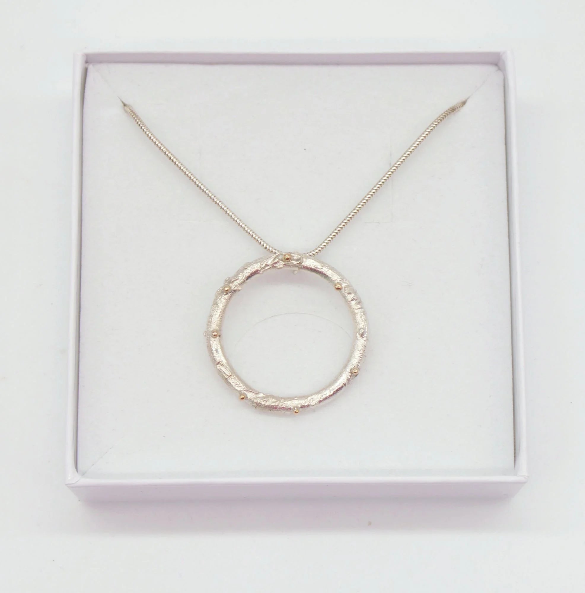 Rivda: Large Organic Loop Pendant | Silver & 9ct Gold Detail