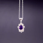 Fleur London Amethyst Pendant in Recycled Silver