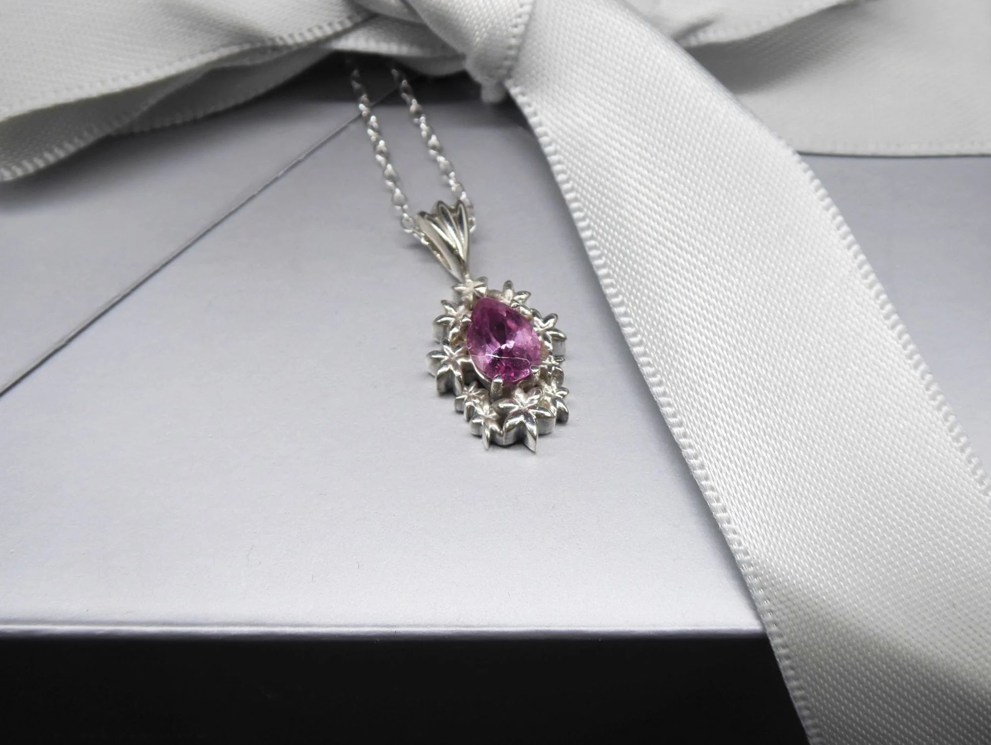 Fleur Pink Tourmaline Pendant in Recycled Silver
