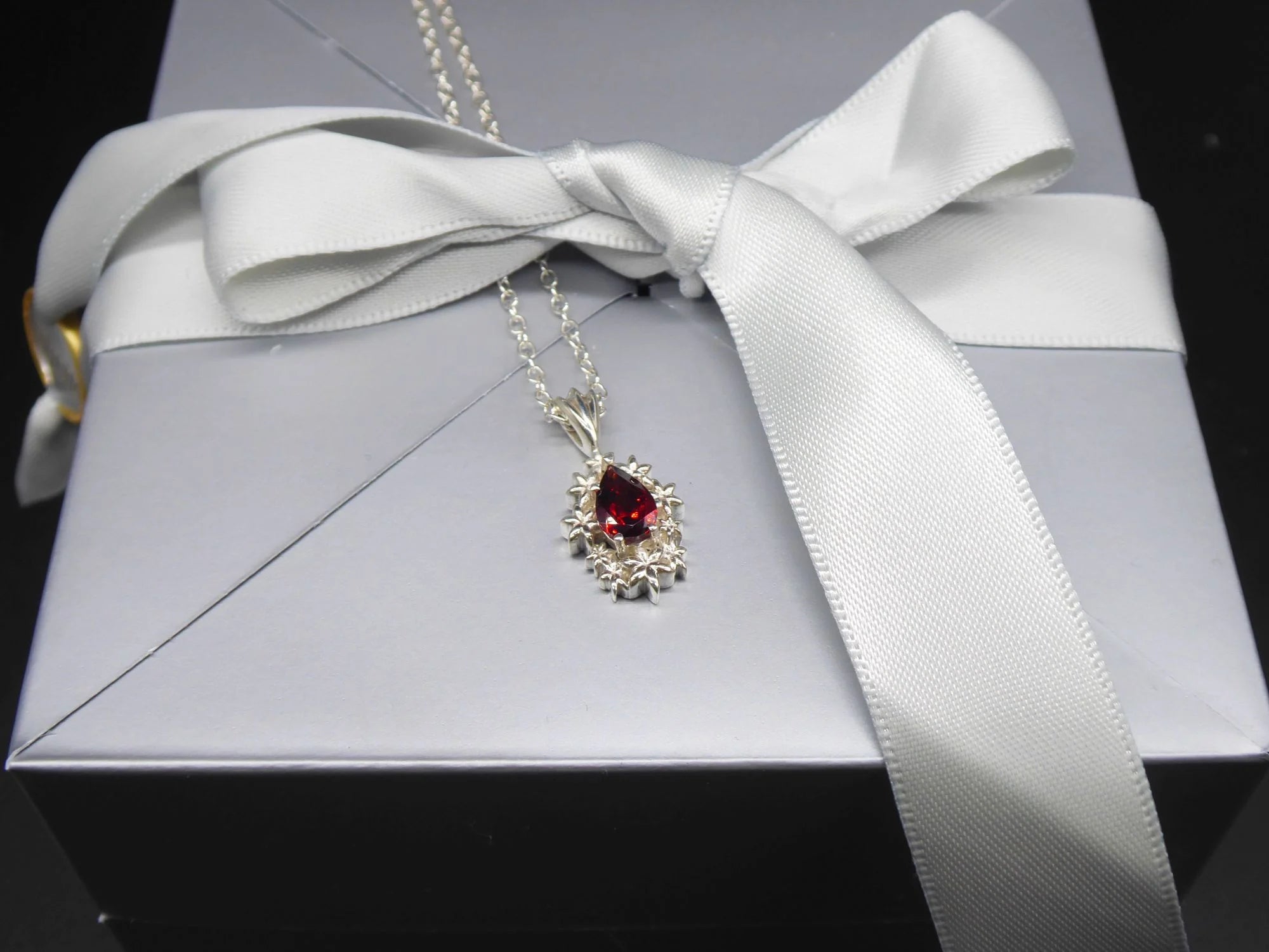 Fleur Garnet Pendant in Recycled Silver
