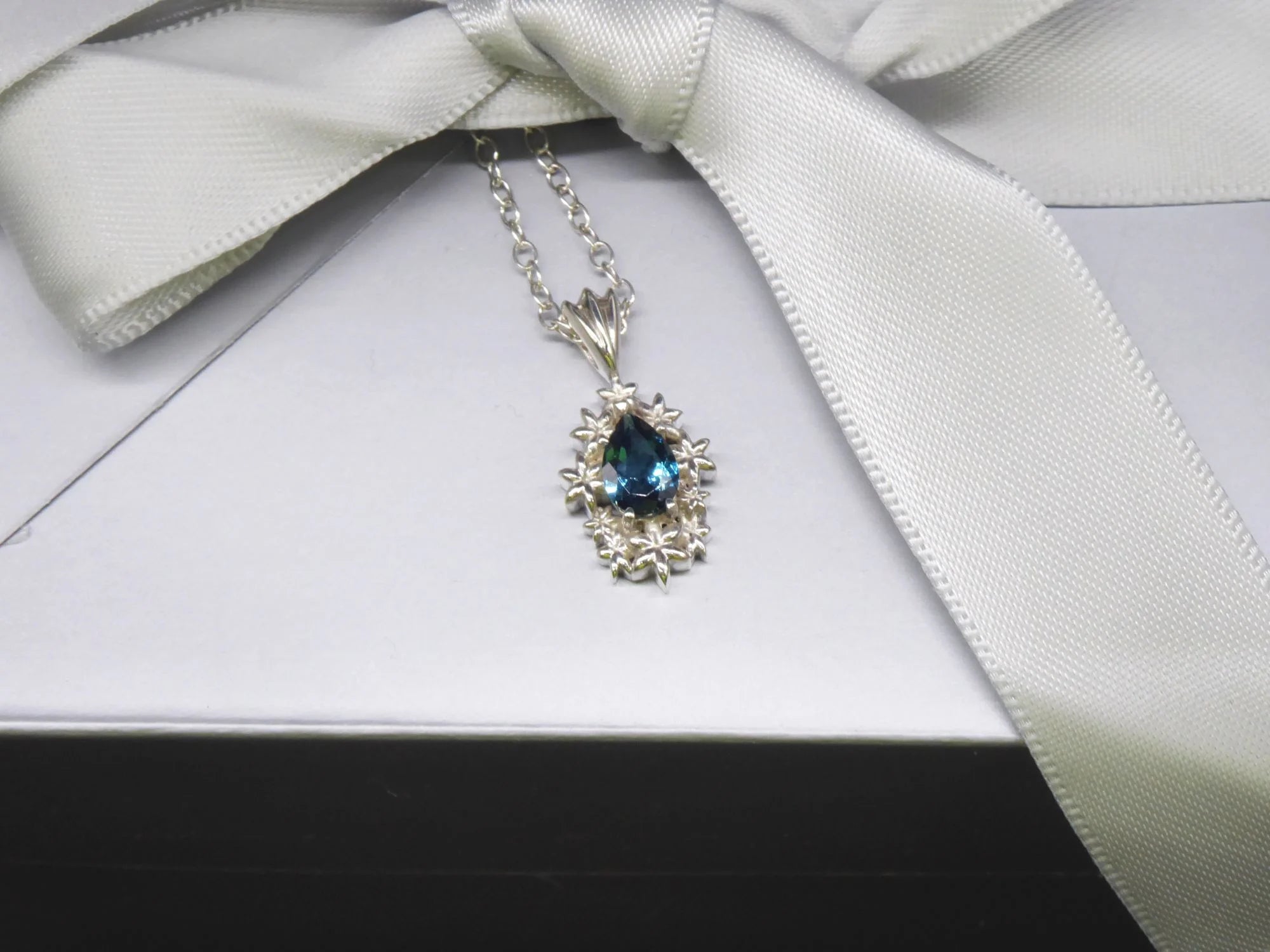 Fleur London Blue Topaz Pendant in Recycled Silver