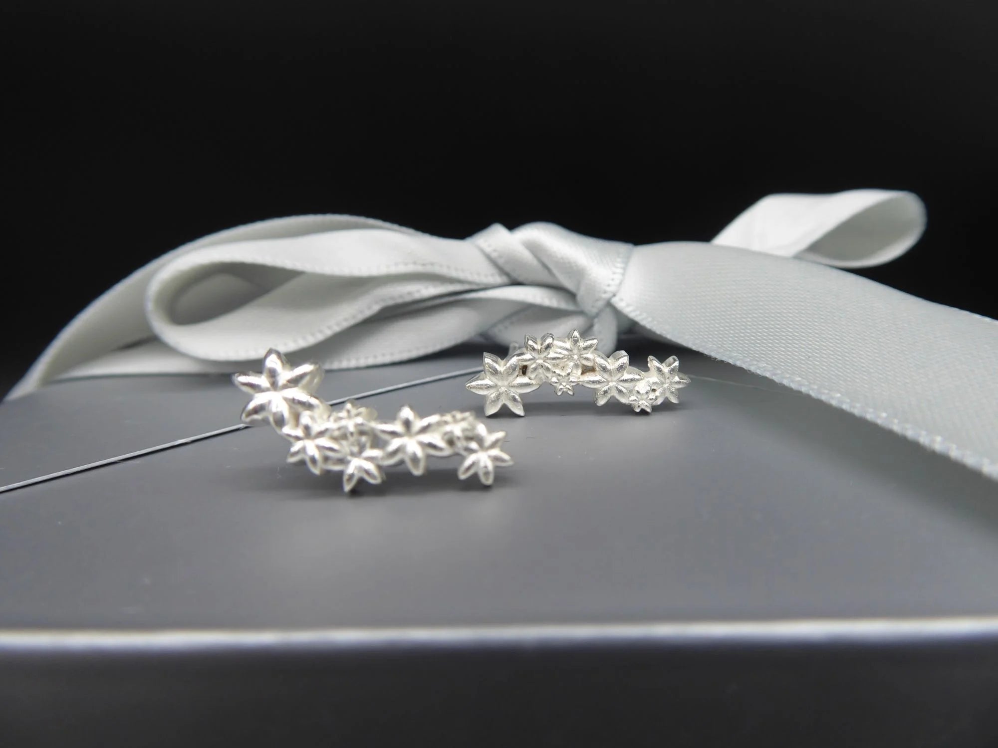 Fleur Cascading Flower Earrings in Recycled Silver