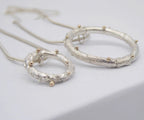 Rivda: Organic Textured Loop Pendant | Silver & 9ct Gold Detail