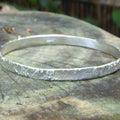 Rivda: 'Frozen Sand' Organic Textured Bangle | Handmade Silver