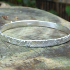 Rivda: 'Frozen Sand' Organic Textured Bangle | Handmade Silver