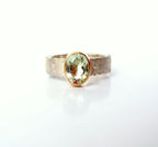 Rivda: Oval Prasiolite Organic Ring | Silver & 9ct Gold Detail