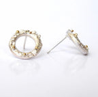 Rivda: Organic Loop Stud Earrings | Silver & 9ct Gold Detail
