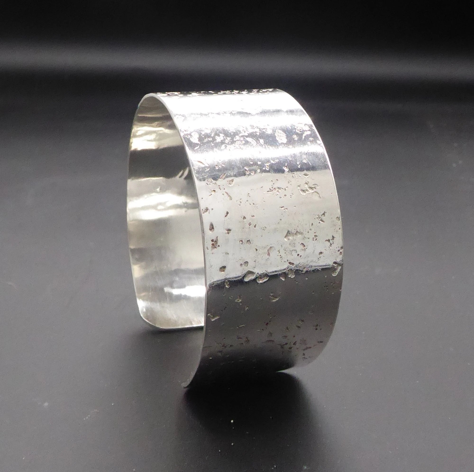 Handmade Silver Textured Glitter Cuff