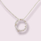 Rivda: Organic Textured Loop Pendant | Silver & 9ct Gold Detail