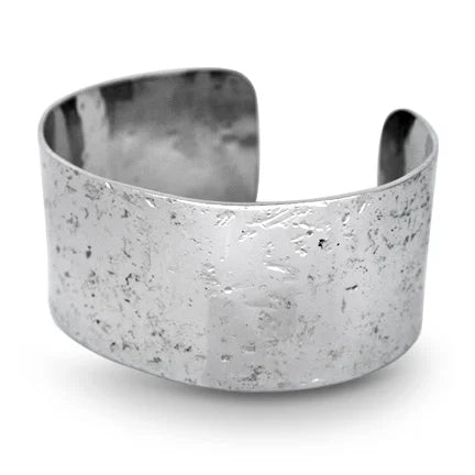 Handmade Silver Textured Glitter Cuff