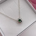 Tsavorite Floating Gemstone Silver Slider Solitaire Pendant