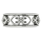 Flowers On The Vine Bordered White Gold Or Platinum Floral Patterned Wedding Ring