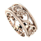 Flowers On The Vine Bordered Floral Patterned Rose Gold Wedding Ring