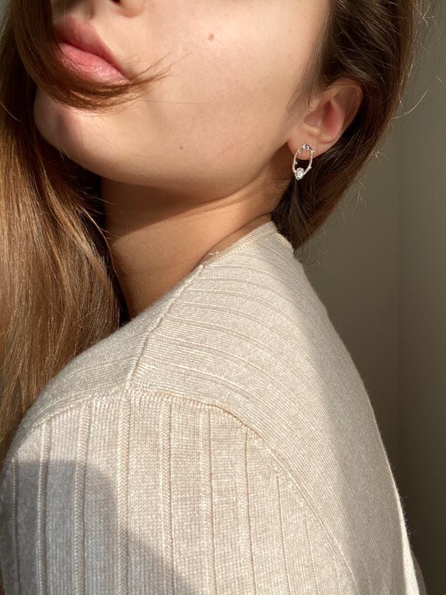 Silver Rose Thorn Stud Earrings