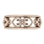 Flowers On The Vine Bordered Floral Patterned Rose Gold Wedding Ring
