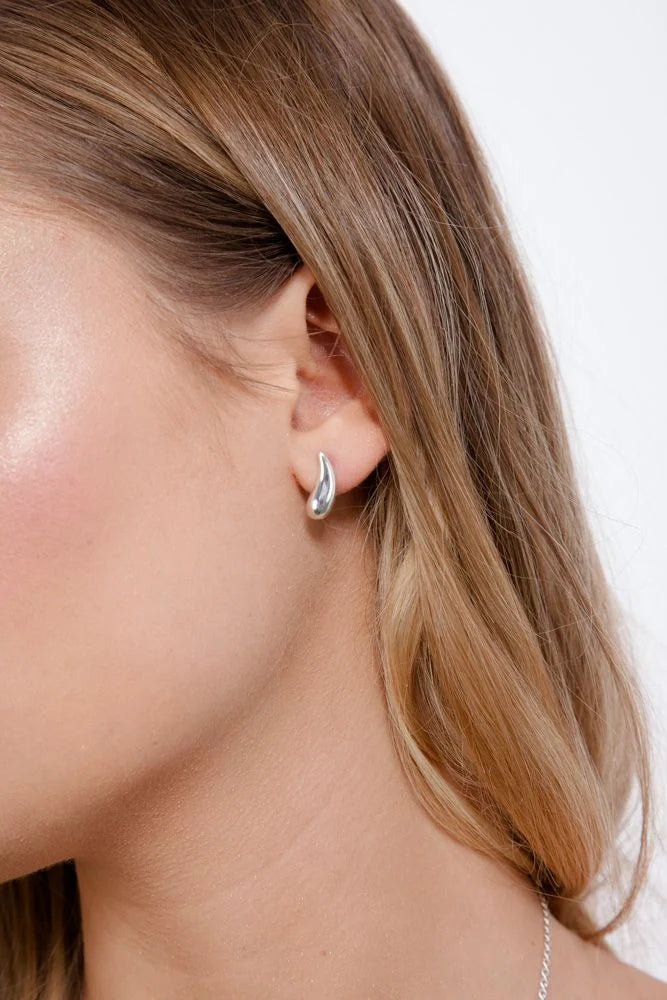 Droplet Silver Stud Earrings