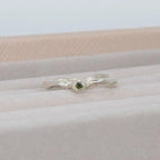 Organic Style Silver Origin Ring With A Dainty Green Tourmaline Gemstone