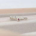 Organic Style Silver Origin Ring With A Dainty Pink Tourmaline Gemstone