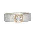 Rivda: White Topaz Princess Cut Organic Ring | Silver & 9ct Gold