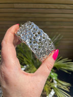 Silver Honeycomb Origins Cuff - Wide Textured Handmade Cuff