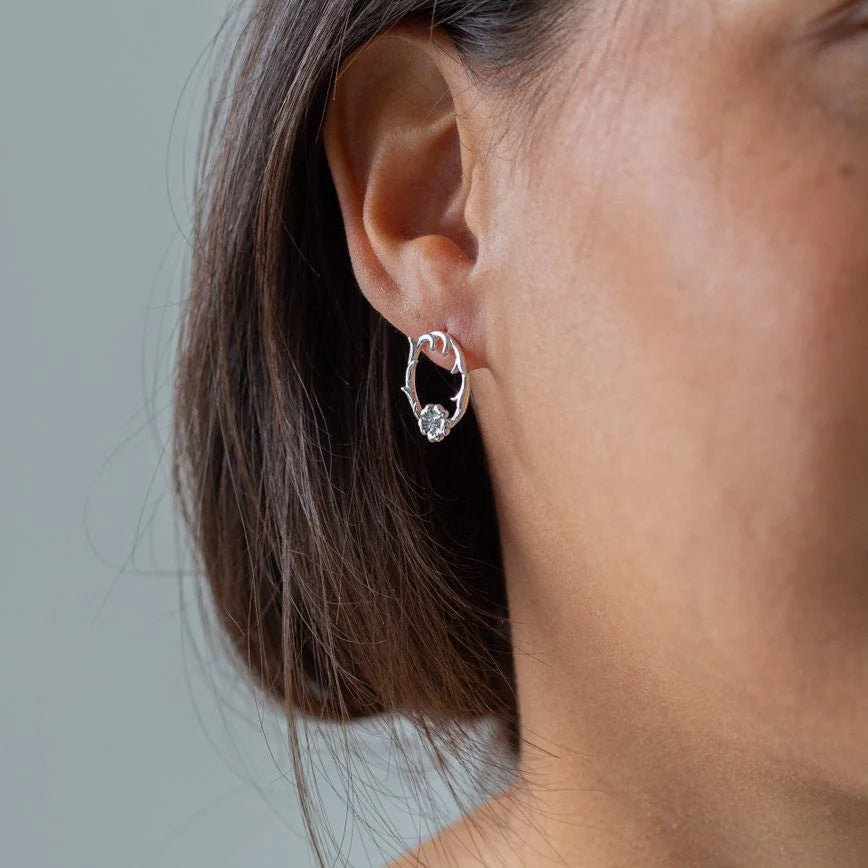 Silver Rose Thorn Stud Earrings