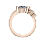 Comet Ring: Pear Shaped Lab Grown Diamond Asymmetrical 18 Carat Rose Gold Ring