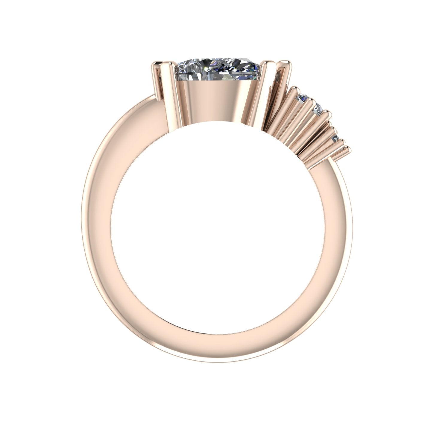 Comet Ring: Pear Shaped Lab Grown Diamond Asymmetrical 18 Carat Rose Gold Ring