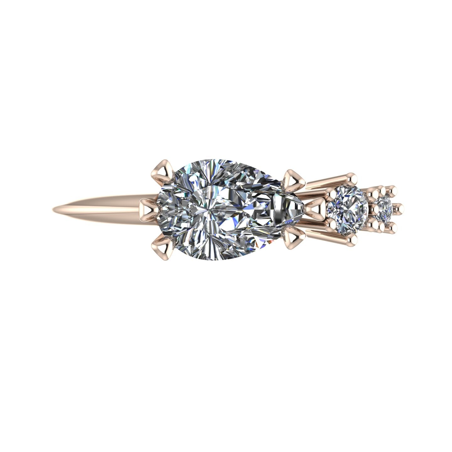 Comet Ring: Pear Shaped Lab Grown Diamond Asymmetrical 18 Carat Rose Gold Ring